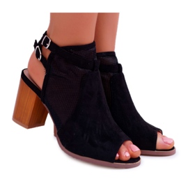 EVE Sandały Damskie Zamszowe Czarne Thido