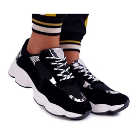 NFR Sportowe Damskie Buty Zamszowe Czarne Skóra Węża Lollipop szare