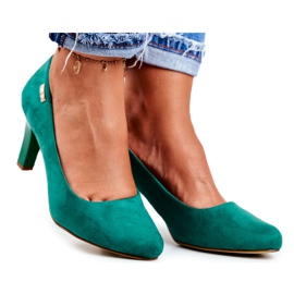 Czółenka Damskie Sergio Leone Zielone Zamszowe Orsola