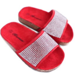 SEA Dziecięce Czerwone Klapki Na Korku Kryształki Malena