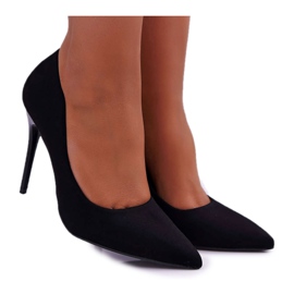 PS1 Szpilki Damskie Zamszowe Czarne Yanna