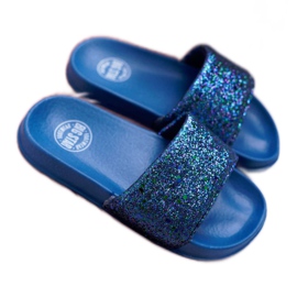 Klapki Dziecięce Młodzieżowe Big Star Granatowe Brokatowe AA374089