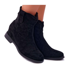 SEA Botki Damskie Na Koturnie Płaski Obcas Ocieplane Za Kostkę Czarne Demini
