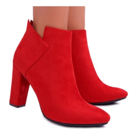 Vinceza Botki Damskie Na Słupku Zamszowe Czerwone Ruffle
