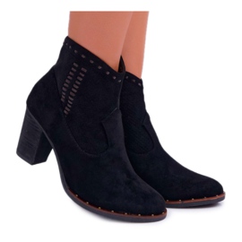 FP1 Botki Damskie Na Słupku Zamszowe Czarne Westema