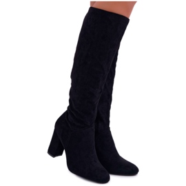 BUGO Kozaki Damskie Na Słupku Do Kolana Czarne Mercure