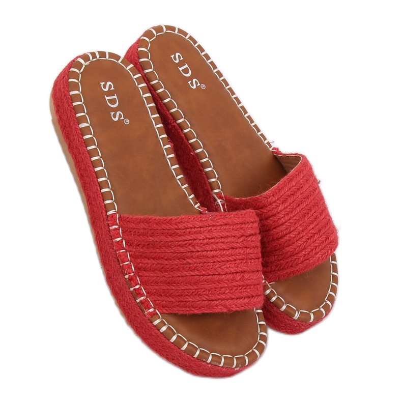 Klapki espadryle czerwone 7970-PL Red