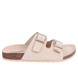 Klapki scholki beżowe BL3100-SF Beige beżowy