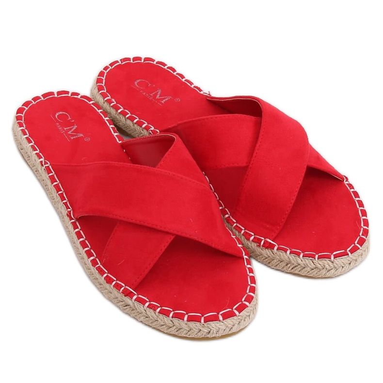Klapki espadryle czerwone 499-35 Red