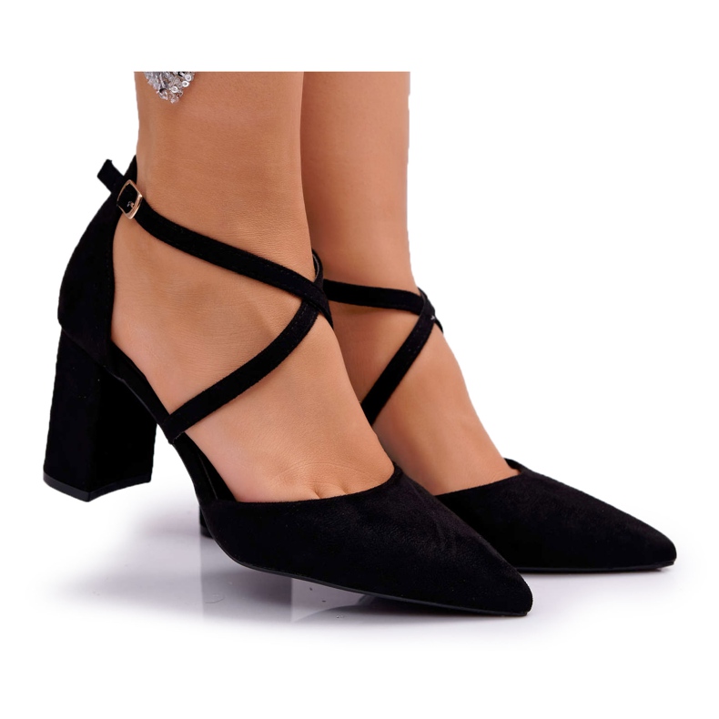 PS1 Czółenka Damskie Na Słupku W Szpic Czarne Future