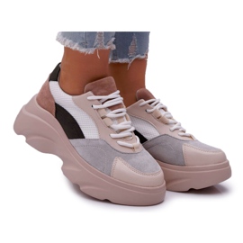 SEA Sportowe Damskie Buty Gruba Podeszwa Beżowe Cardamon beżowy