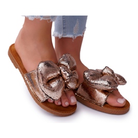 SEA Klapki Damskie z Dużą Kokardą Champagne Big Love wielokolorowe