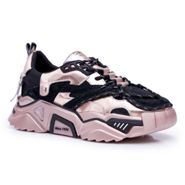 Damskie Sportowe Obuwie Big Star by Daniel Lopez Czarno Złote FF274A528 czarne żółte