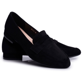 Mokasyny Damskie Zamszowe Sergio Leone MK734 Czarne Nebbi