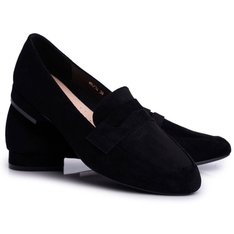 Mokasyny Damskie Zamszowe Sergio Leone MK734 Czarne Nebbi