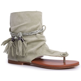 SEA Damskie Sandałki Japonki Z Cholewką Zielone SL1011 Madrit