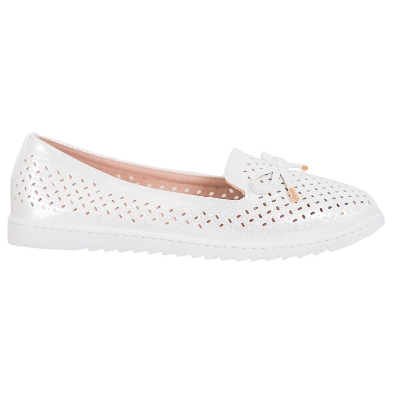 Weide Ażurowe Mokasyny Z Brokatem białe szare