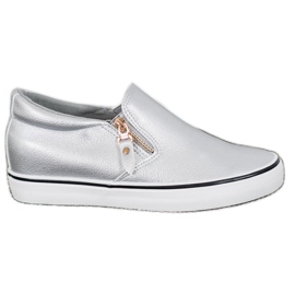 SHELOVET Szare Slipony Z Suwakiem