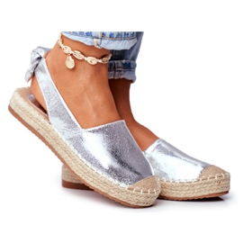 FRJ Espadryle Damskie Srebrne Kontres szare