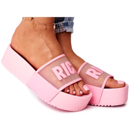 SEA Damskie Klapki Na Platformie Różowe Rich