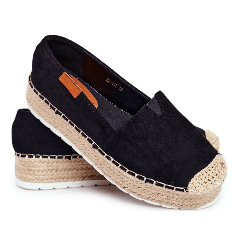 FRBS Espadryle Damskie Na Platformie Czarne La Playa