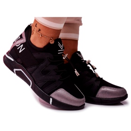 SEA Sportowe Damskie Buty Z Suwakiem i Ściągaczem Czarno Szare Terfin czarne