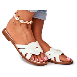 FRJ Klapki Damskie Eleganckie Białe Mariah