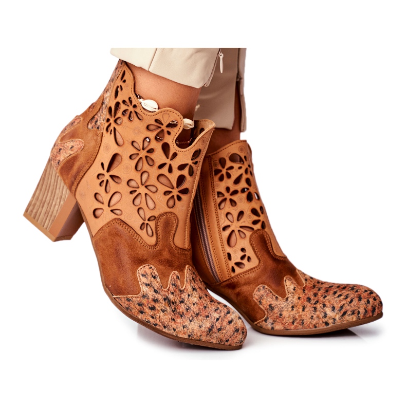 Botki Damskie Na Słupku Maciejka Wiosenne Rude 04369-29 brązowe