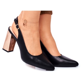 Czółenka Damskie Z Odkrytą Piętą Sergio Leone Czarne PB218 żółte