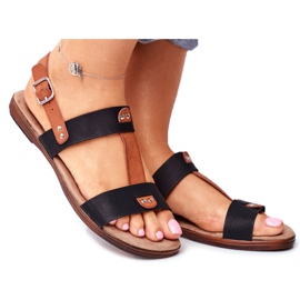 EVE Sandały Damskie Eleganckie 20SD35-0307 Czarne Renna