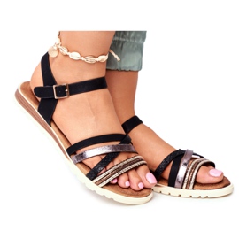 EVE Sandały Damskie Płaskie Czarne Replay