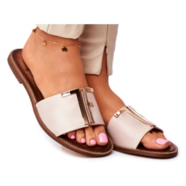 Klapki Damskie Eleganckie Beżowe Nicole Dilmah beżowy