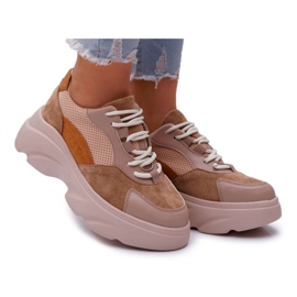 SEA Sportowe Damskie Buty Gruba Podeszwa Camel Cardamon brązowe