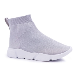 FRROCK Dziecięce Młodzieżowe Obuwie Sportowe Brokatowe Srebrne Deva szare