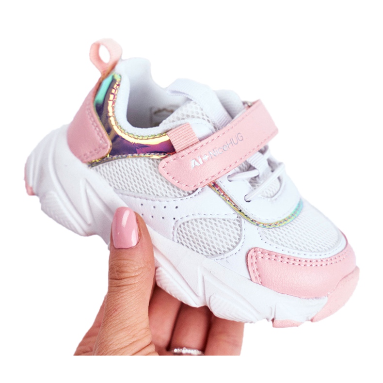 Sportowe Buty Dziecięce Różowe ABCKIDS B011104349 białe