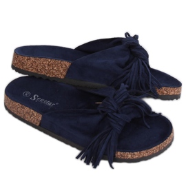 Klapki damskie boho granatowe CK136P D.BLUE