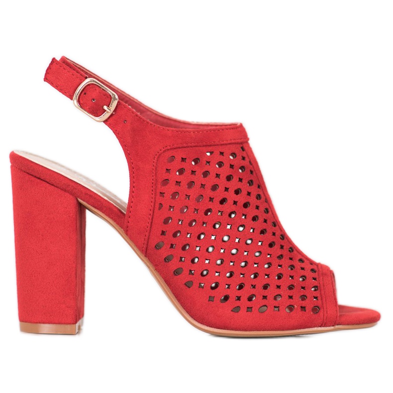 Weide Ażurowe Sandały Na Słupku czerwone