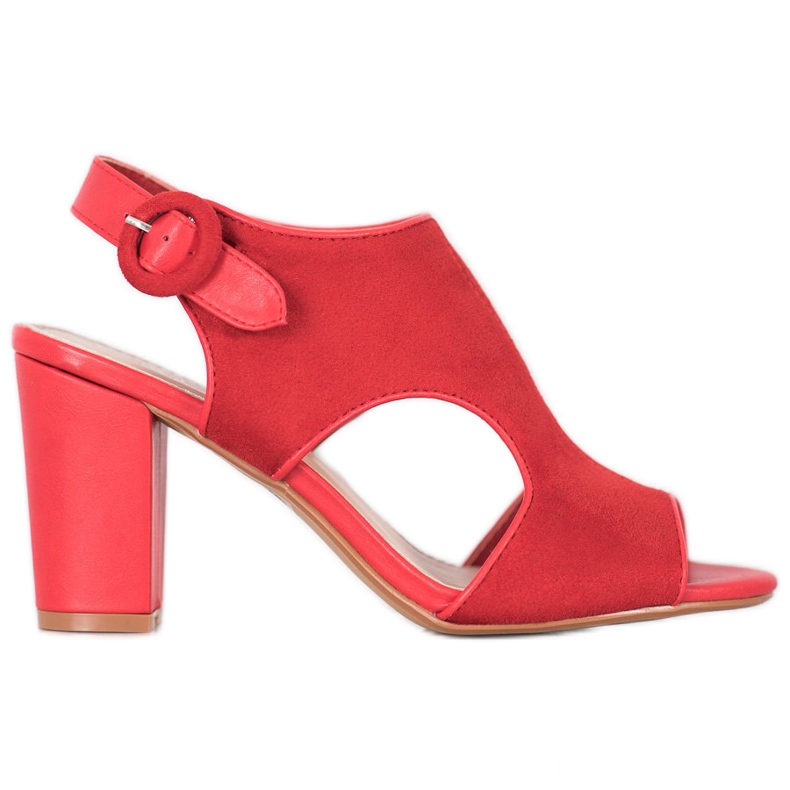 Weide Zabudowane Sandałki Z Zamszu czerwone