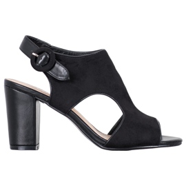 Weide Zabudowane Sandałki Z Zamszu czarne