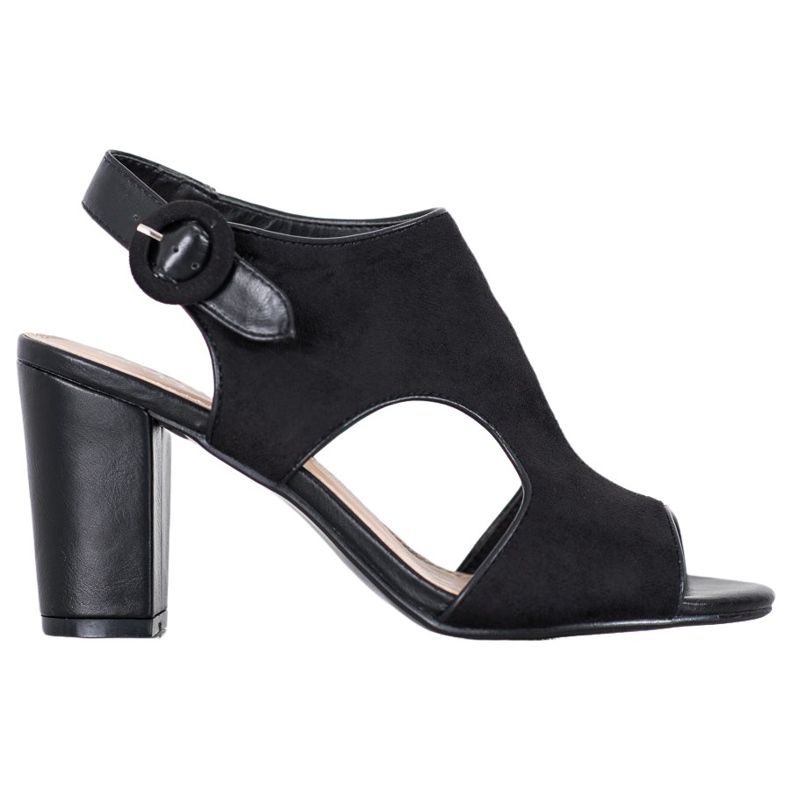 Weide Zabudowane Sandałki Z Zamszu czarne