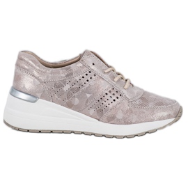 Filippo Skórzane Sneakersy Na Koturnie żółte