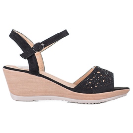 SHELOVET Lekkie Ażurowe Sandały czarne