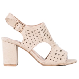 Small Swan Zabudowane Ażurowe Sandałki brązowe