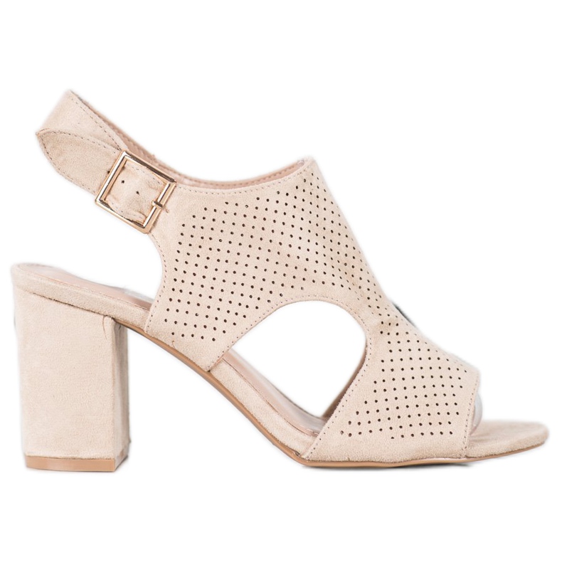 Small Swan Zabudowane Ażurowe Sandałki brązowe