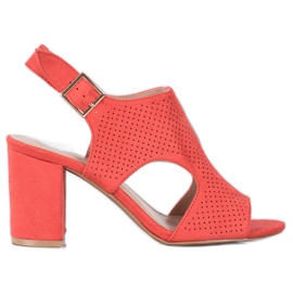 Small Swan Zabudowane Ażurowe Sandałki pomarańczowe