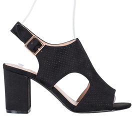 Small Swan Zabudowane Ażurowe Sandałki czarne