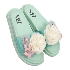 Klapki na wysokiej podeszwie miętowe PT-109 Mint zielone