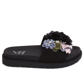 Klapki na wysokiej podeszwie czarne PT-109 Black wielokolorowe