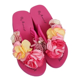 Klapki na piankowej podeszwie fuksjowe N-31 Fuchsia wielokolorowe