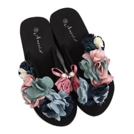 Klapki na piankowej podeszwie czarne N-31 Black wielokolorowe